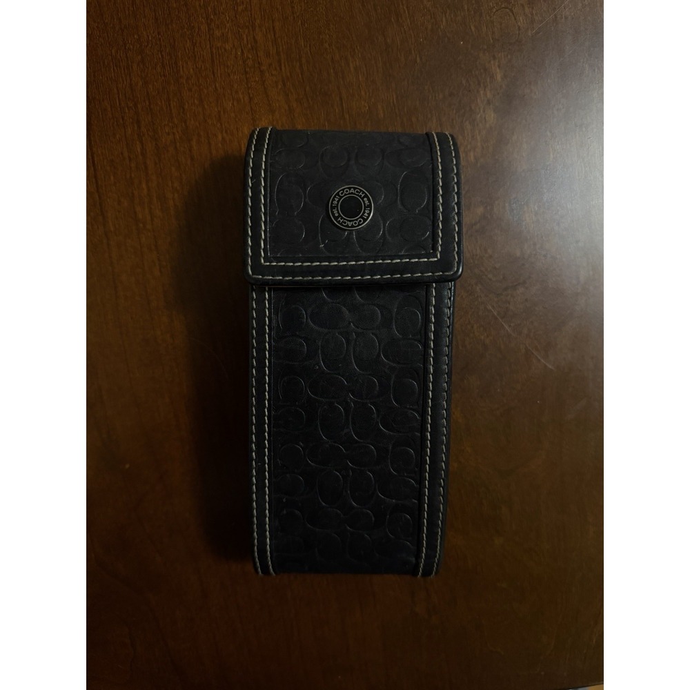Rare Vintage Coach Black Leather Signature C Sunglasses Eyeglasses Case Snap